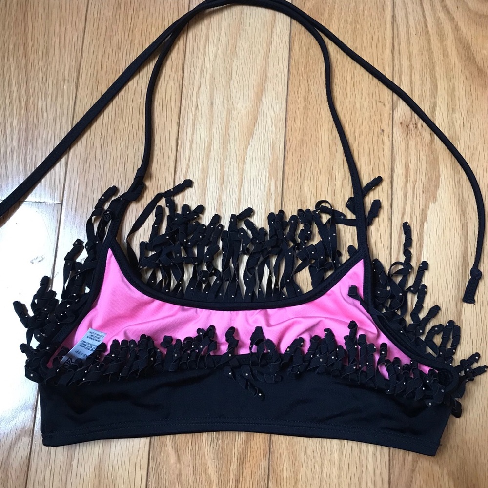 Pink Victoria secret Fringe with gold studs bikini